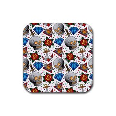 Full Color Flash Tattoo Patterns Rubber Coaster (square) by Wegoenart