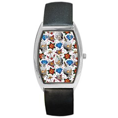 Full Color Flash Tattoo Patterns Barrel Style Metal Watch by Wegoenart