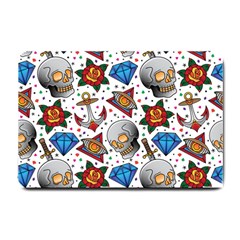 Full Color Flash Tattoo Patterns Small Doormat by Wegoenart