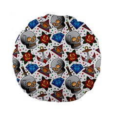 Full Color Flash Tattoo Patterns Standard 15  Premium Flano Round Cushions by Wegoenart