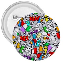 Graffit Characters Seamless Pattern Art 3  Buttons