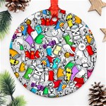 Graffit Characters Seamless Pattern Art Ornament (Round) Front