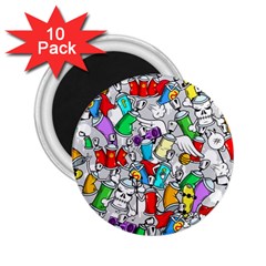 Graffit Characters Seamless Pattern Art 2.25  Magnets (10 pack) 