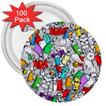 Graffit Characters Seamless Pattern Art 3  Buttons (100 pack)  Front