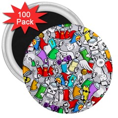 Graffit Characters Seamless Pattern Art 3  Magnets (100 Pack) by Wegoenart