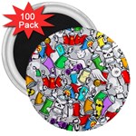 Graffit Characters Seamless Pattern Art 3  Magnets (100 pack) Front