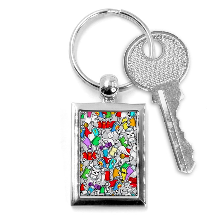 Graffit Characters Seamless Pattern Art Key Chain (Rectangle)