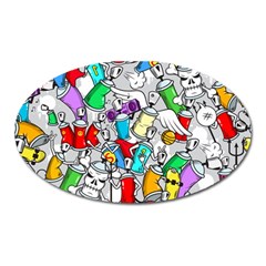 Graffit Characters Seamless Pattern Art Oval Magnet