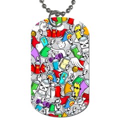 Graffit Characters Seamless Pattern Art Dog Tag (Two Sides)