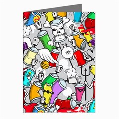 Graffit Characters Seamless Pattern Art Greeting Cards (Pkg of 8)