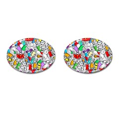 Graffit Characters Seamless Pattern Art Cufflinks (Oval)