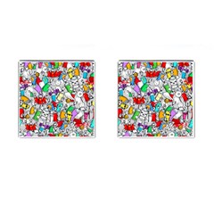 Graffit Characters Seamless Pattern Art Cufflinks (Square)