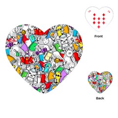 Graffit Characters Seamless Pattern Art Playing Cards Single Design (Heart)