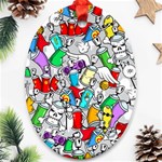 Graffit Characters Seamless Pattern Art Oval Ornament (Two Sides) Front