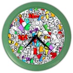 Graffit Characters Seamless Pattern Art Color Wall Clock Front