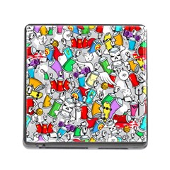 Graffit Characters Seamless Pattern Art Memory Card Reader (Square 5 Slot)