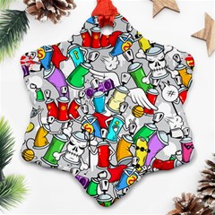 Graffit Characters Seamless Pattern Art Snowflake Ornament (Two Sides)