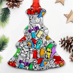 Graffit Characters Seamless Pattern Art Christmas Tree Ornament (Two Sides)