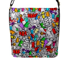 Graffit Characters Seamless Pattern Art Flap Closure Messenger Bag (L)