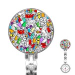 Graffit Characters Seamless Pattern Art Stainless Steel Nurses Watch Front