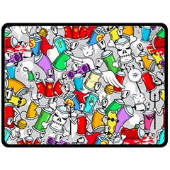 Graffit Characters Seamless Pattern Art Double Sided Fleece Blanket (Large) 