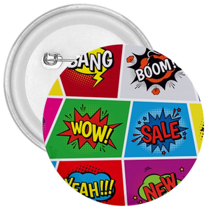 Pop Art Comic Vector Speech Cartoon Bubbles Popart Style With Humor Text Boom Bang Bubbling Expressi 3  Buttons