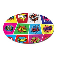 Pop Art Comic Vector Speech Cartoon Bubbles Popart Style With Humor Text Boom Bang Bubbling Expressi Oval Magnet by Wegoenart