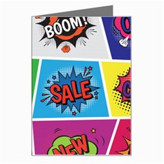 Pop Art Comic Vector Speech Cartoon Bubbles Popart Style With Humor Text Boom Bang Bubbling Expressi Greeting Card by Wegoenart