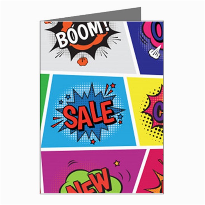 Pop Art Comic Vector Speech Cartoon Bubbles Popart Style With Humor Text Boom Bang Bubbling Expressi Greeting Card