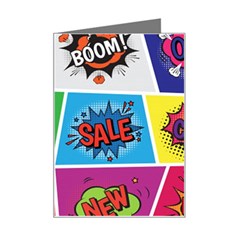 Pop Art Comic Vector Speech Cartoon Bubbles Popart Style With Humor Text Boom Bang Bubbling Expressi Mini Greeting Card by Wegoenart