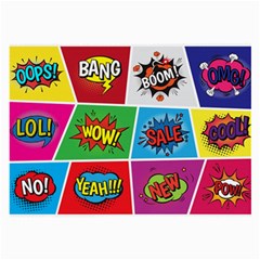 Pop Art Comic Vector Speech Cartoon Bubbles Popart Style With Humor Text Boom Bang Bubbling Expressi Large Glasses Cloth (2 Sides) by Wegoenart