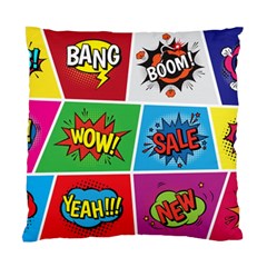 Pop Art Comic Vector Speech Cartoon Bubbles Popart Style With Humor Text Boom Bang Bubbling Expressi Standard Cushion Case (one Side) by Wegoenart