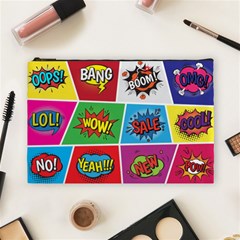 Pop Art Comic Vector Speech Cartoon Bubbles Popart Style With Humor Text Boom Bang Bubbling Expressi Cosmetic Bag (large) by Wegoenart