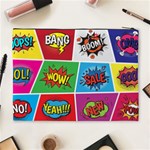 Pop Art Comic Vector Speech Cartoon Bubbles Popart Style With Humor Text Boom Bang Bubbling Expressi Cosmetic Bag (XL) Back