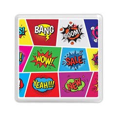 Pop Art Comic Vector Speech Cartoon Bubbles Popart Style With Humor Text Boom Bang Bubbling Expressi Memory Card Reader (square) by Wegoenart