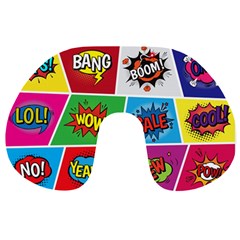 Pop Art Comic Vector Speech Cartoon Bubbles Popart Style With Humor Text Boom Bang Bubbling Expressi Travel Neck Pillow by Wegoenart