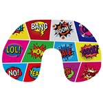 Pop Art Comic Vector Speech Cartoon Bubbles Popart Style With Humor Text Boom Bang Bubbling Expressi Travel Neck Pillow Front