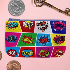 Pop Art Comic Vector Speech Cartoon Bubbles Popart Style With Humor Text Boom Bang Bubbling Expressi Large Coin Purse by Wegoenart