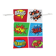 Pop Art Comic Vector Speech Cartoon Bubbles Popart Style With Humor Text Boom Bang Bubbling Expressi Lightweight Drawstring Pouch (s) by Wegoenart