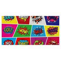 Pop Art Comic Vector Speech Cartoon Bubbles Popart Style With Humor Text Boom Bang Bubbling Expressi Banner And Sign 8  X 4  by Wegoenart