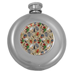 Tattoo Pattern Round Hip Flask (5 Oz) by Wegoenart