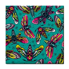 Vintage Colorful Insects Seamless Pattern Tile Coaster