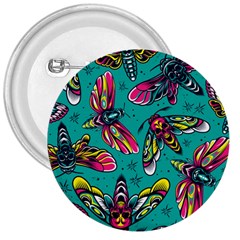 Vintage Colorful Insects Seamless Pattern 3  Buttons