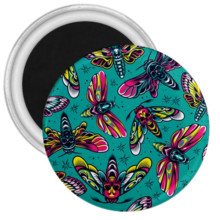 Vintage Colorful Insects Seamless Pattern 3  Magnets