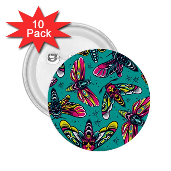 Vintage Colorful Insects Seamless Pattern 2.25  Buttons (10 pack) 