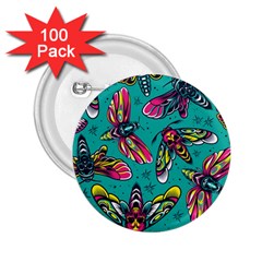 Vintage Colorful Insects Seamless Pattern 2.25  Buttons (100 pack) 