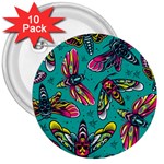 Vintage Colorful Insects Seamless Pattern 3  Buttons (10 pack)  Front