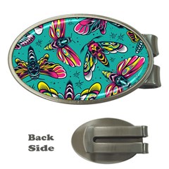 Vintage Colorful Insects Seamless Pattern Money Clips (Oval) 