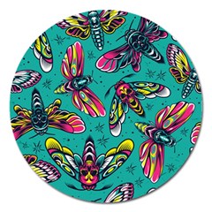 Vintage Colorful Insects Seamless Pattern Magnet 5  (Round)