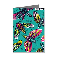 Vintage Colorful Insects Seamless Pattern Mini Greeting Card